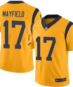 Nike Rams #17 Baker Mayfield Gold Men's Stitched NFL Limited Rush Jersey