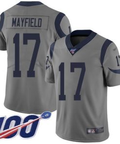 Nike Rams #17 Baker Mayfield Gray Men's Stitched NFL Limited Inverted Legend 100th Season Jersey