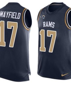 Nike Rams #17 Baker Mayfield Navy Blue Team Color Men's Stitched NFL Limited Tank Top Jersey