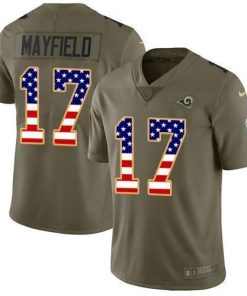 Nike Rams #17 Baker Mayfield Olive/USA Flag Men's Stitched NFL Limited 2017 Salute To Service Jersey