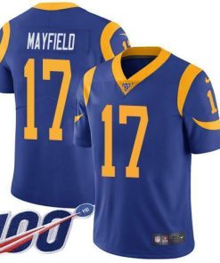 Nike Rams #17 Baker Mayfield Royal Blue Alternate Men's Stitched NFL 100th Season Vapor Limited Jersey