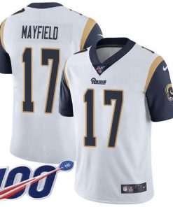 Nike Rams #17 Baker Mayfield White Men's Stitched NFL 100th Season Vapor Limited Jersey