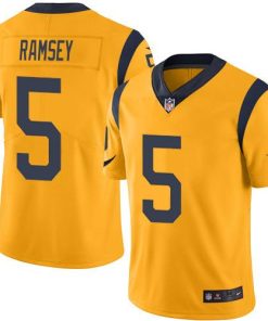 Nike Rams #5 Jalen Ramsey Gold Men's Stitched NFL Limited Rush Jersey