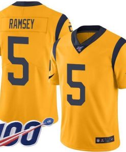 Nike Rams #5 Jalen Ramsey Gold Men's Stitched NFL Limited Rush 100th Season Jersey