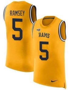 Nike Rams #5 Jalen Ramsey Gold Men's Stitched NFL Limited Rush Tank Top Jersey