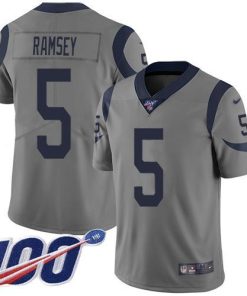 Nike Rams #5 Jalen Ramsey Gray Men's Stitched NFL Limited Inverted Legend 100th Season Jersey