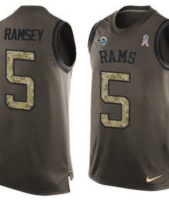 Nike Rams #5 Jalen Ramsey Green Men's Stitched NFL Limited Salute To Service Tank Top Jersey
