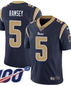 Nike Rams #5 Jalen Ramsey Navy Blue Team Color Men's Stitched NFL 100th Season Vapor Limited Jersey