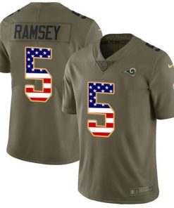 Nike Rams #5 Jalen Ramsey Olive/USA Flag Men's Stitched NFL Limited 2017 Salute To Service Jersey