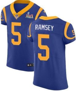Nike Rams #5 Jalen Ramsey Royal Blue Alternate Super Bowl LVI Patch Men's Stitched NFL Vapor Untouchable Elite Jersey