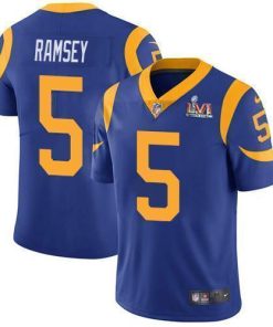 Nike Rams #5 Jalen Ramsey Royal Blue Alternate Super Bowl LVI Patch Men's Stitched NFL Vapor Untouchable Limited Jersey