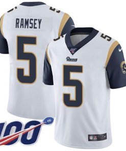 Nike Rams #5 Jalen Ramsey White Men's Stitched NFL 100th Season Vapor Limited Jersey
