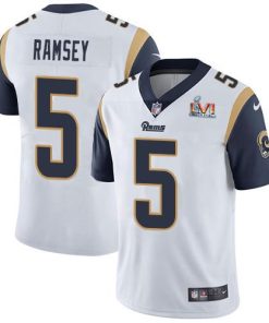 Nike Rams #5 Jalen Ramsey White Super Bowl LVI Patch Men's Stitched NFL Vapor Untouchable Limited Jersey