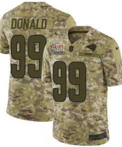 Nike Rams #99 Aaron Donald Camo Super Bowl LVI Patch Men's Stitched NFL Limited 2018 Salute To Service Jersey