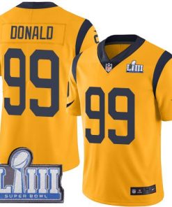 Nike Rams #99 Aaron Donald Gold Super Bowl LIII Bound Men's Stitched NFL Limited Rush Jersey