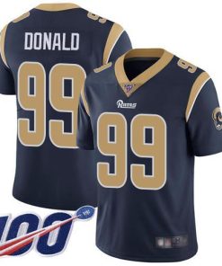 Nike Rams #99 Aaron Donald Navy Blue Team Color Men's Stitched NFL 100th Season Vapor Limited Jersey