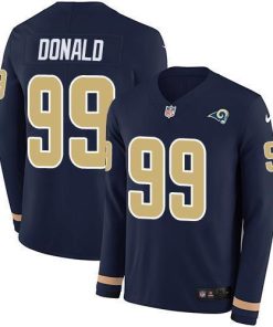 Nike Rams #99 Aaron Donald Navy Blue Team Color Men's Stitched NFL Limited Therma Long Sleeve Jersey
