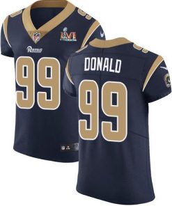 Nike Rams #99 Aaron Donald Navy Blue Team Color Super Bowl LVI Patch Men's Stitched NFL Vapor Untouchable Elite Jersey