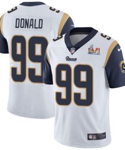 Nike Rams #99 Aaron Donald White Super Bowl LVI Patch Men's Stitched NFL Vapor Untouchable Limited Jersey