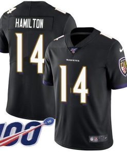 Nike Ravens #14 Kyle Hamilton Black Alternate Men's Stitched NFL 100th Season Vapor Untouchable Limited Jersey