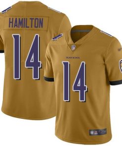 Nike Ravens #14 Kyle Hamilton Gold Men's Stitched NFL Limited Inverted Legend Jersey