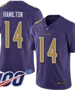 Nike Ravens #14 Kyle Hamilton Purple Men's Stitched NFL Limited Rush 100th Season Jersey