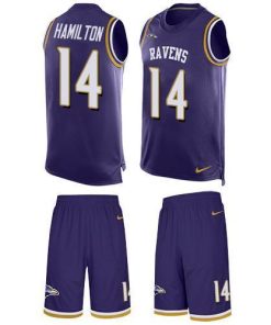 Nike Ravens #14 Kyle Hamilton Purple Team Color Men's Stitched NFL Limited Tank Top Suit Jersey