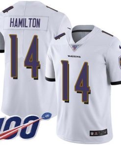 Nike Ravens #14 Kyle Hamilton White Men's Stitched NFL 100th Season Vapor Untouchable Limited Jersey