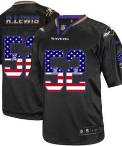 Nike Ravens #52 Ray Lewis Black Men's Stitched NFL Elite USA Flag Fashion Jersey