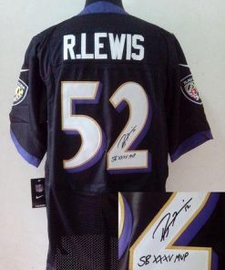 Nike Ravens #52 Ray Lewis Black Alternate Men's Stitched NFL Elite Autographed Jersey