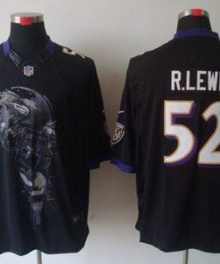 Nike Ravens #52 Ray Lewis Black Alternate Men's Stitched NFL Helmet Tri-Blend Limited Jersey