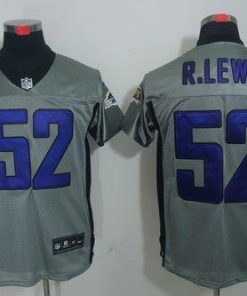 Nike Ravens #52 Ray Lewis Grey Shadow Men's Stitched NFL Elite Jersey