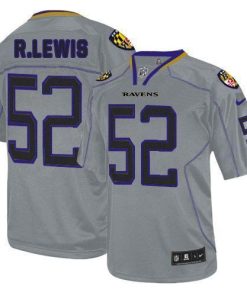 Nike Ravens #52 Ray Lewis Lights Out Grey Men's Stitched NFL Elite Jersey