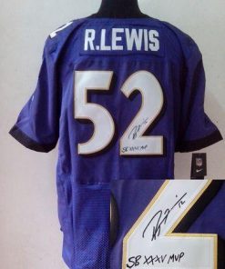 Nike Ravens #52 Ray Lewis Purple Team Color Men's Stitched NFL Elite Autographed Jersey
