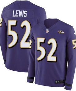 Nike Ravens #52 Ray Lewis Purple Team Color Men's Stitched NFL Limited Therma Long Sleeve Jersey