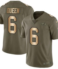 Nike Ravens #6 Patrick Queen Olive/Gold Men's Stitched NFL Limited 2017 Salute To Service Jersey