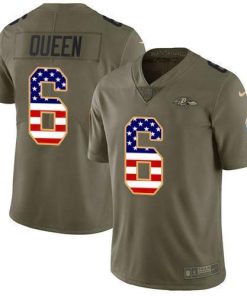 Nike Ravens #6 Patrick Queen Olive/USA Flag Men's Stitched NFL Limited 2017 Salute To Service Jersey