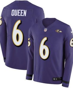 Nike Ravens #6 Patrick Queen Purple Team Color Men's Stitched NFL Limited Therma Long Sleeve Jersey