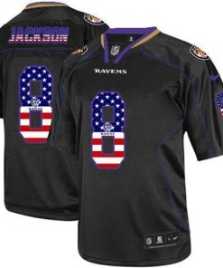 Nike Ravens #8 Lamar Jackson Black Men's Stitched NFL Elite USA Flag Fashion Jersey