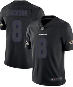 Nike Ravens #8 Lamar Jackson Black Men's Stitched NFL Limited Rush Impact Jersey