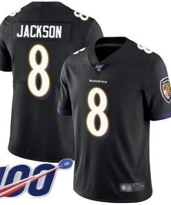 Nike Ravens #8 Lamar Jackson Black Alternate Men's Stitched NFL 100th Season Vapor Limited Jersey