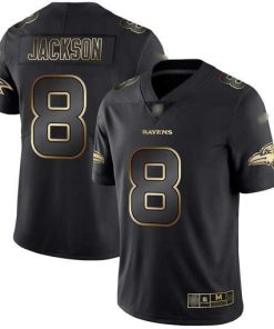Nike Ravens #8 Lamar Jackson Black/Gold Men's Stitched NFL Vapor Untouchable Limited Jersey