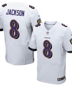 Nike Ravens #8 Lamar Jackson White Men's Stitched NFL New Elite Jersey