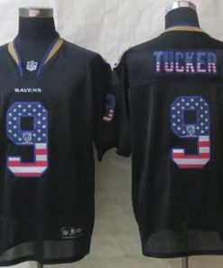 Nike Ravens #9 Justin Tucker Black Men's Stitched NFL Elite USA Flag Fashion Jersey