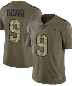Nike Ravens #9 Justin Tucker Olive/Camo Men's Stitched NFL Limited 2017 Salute To Service Jersey