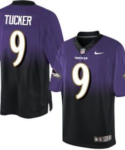 Nike Ravens #9 Justin Tucker Purple/Black Men's Stitched NFL Elite Fadeaway Fashion Jersey