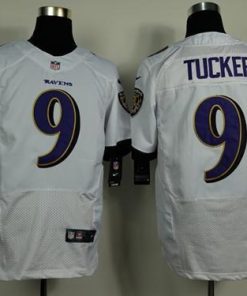 Nike Ravens #9 Justin Tucker White Men's Stitched NFL New Elite Jersey