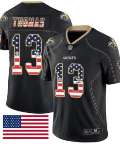 Nike Saints #13 Michael Thomas Black Men's Stitched NFL Limited Rush USA Flag Jersey