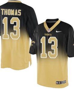 Nike Saints #13 Michael Thomas Black/Gold Men's Stitched NFL Elite Fadeaway Fashion Jersey