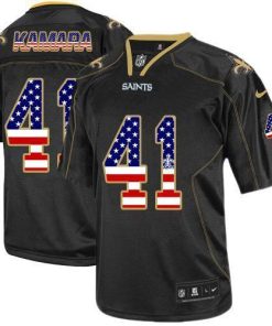 Nike Saints #41 Alvin Kamara Black Men's Stitched NFL Elite USA Flag Fashion Jersey
